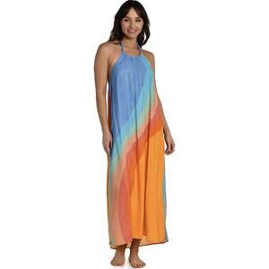 NWT Sunshine 79 Halter Maxi Dress Coverup M Retro Colorblock Beach Vacation